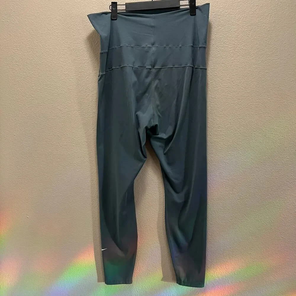 Nike Dri-Fit Yoga Leggings Green High Waisted Stretch Pull-On Activewear Sz XL